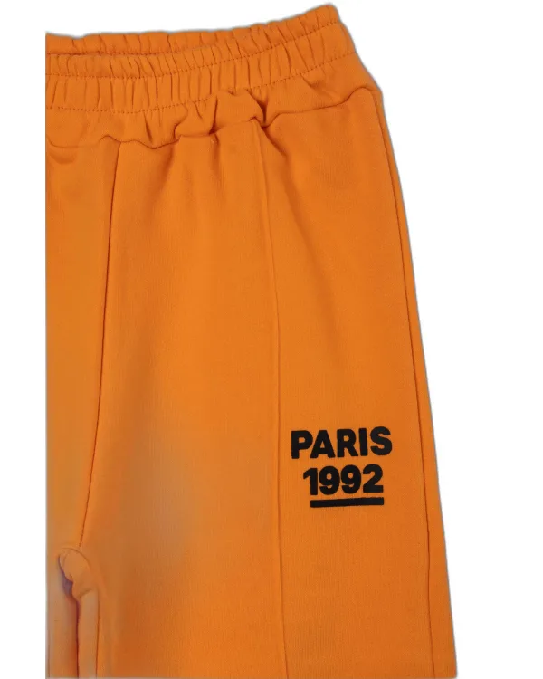 کراپ و شلوار دورس سه نخ گتردار Paris کد 3143 رنگ نارنجی